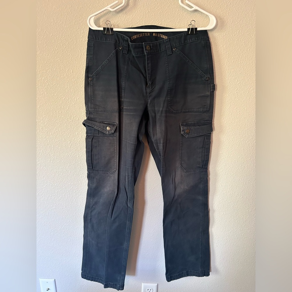 Duluth Trading Women’s Firehose Relaxed Leg Cargo Pants - Navy & Tan